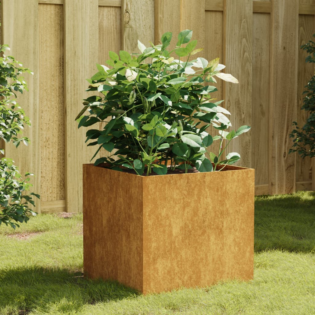 vidaXL Planter 15.7"x16.1"x15.7" Corten Steel - Rusty Weathering Steel Garden Flower Pot