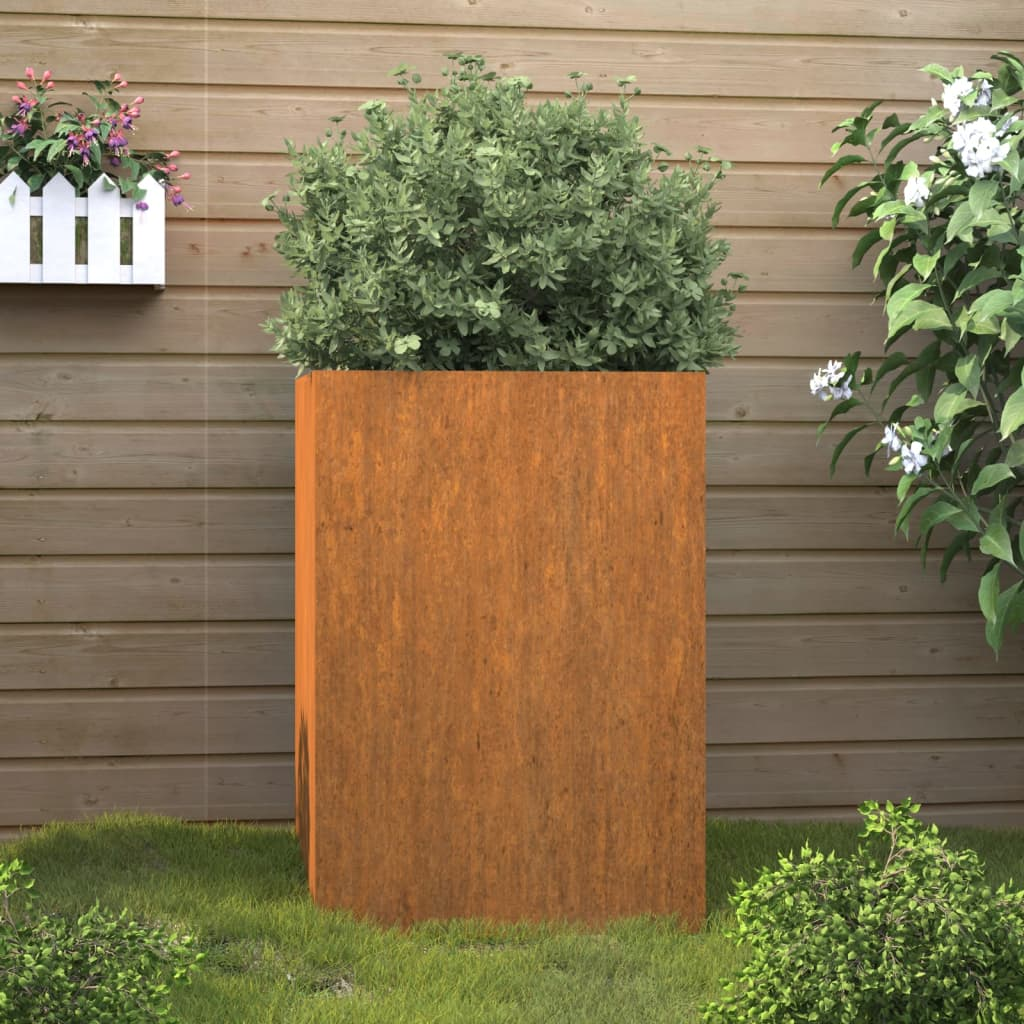 vidaXL Planter 20.5"x18.9"x29.5" Corten Steel - Rusty Weathering Steel Garden Decor