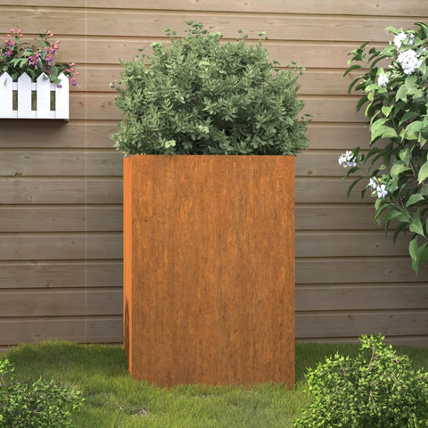 vidaXL Planter 20.5"x18.9"x29.5" Corten Steel - Rusty Weathering Steel Garden Decor