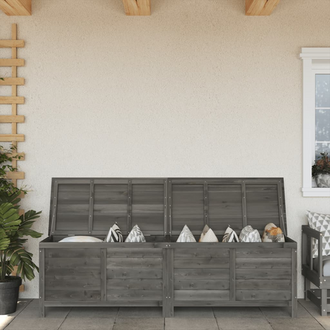 vidaXL Patio Storage Box Anthracite 78.1"x19.7"x22.2" Solid Wood Fir - Outdoor Cushion Storage