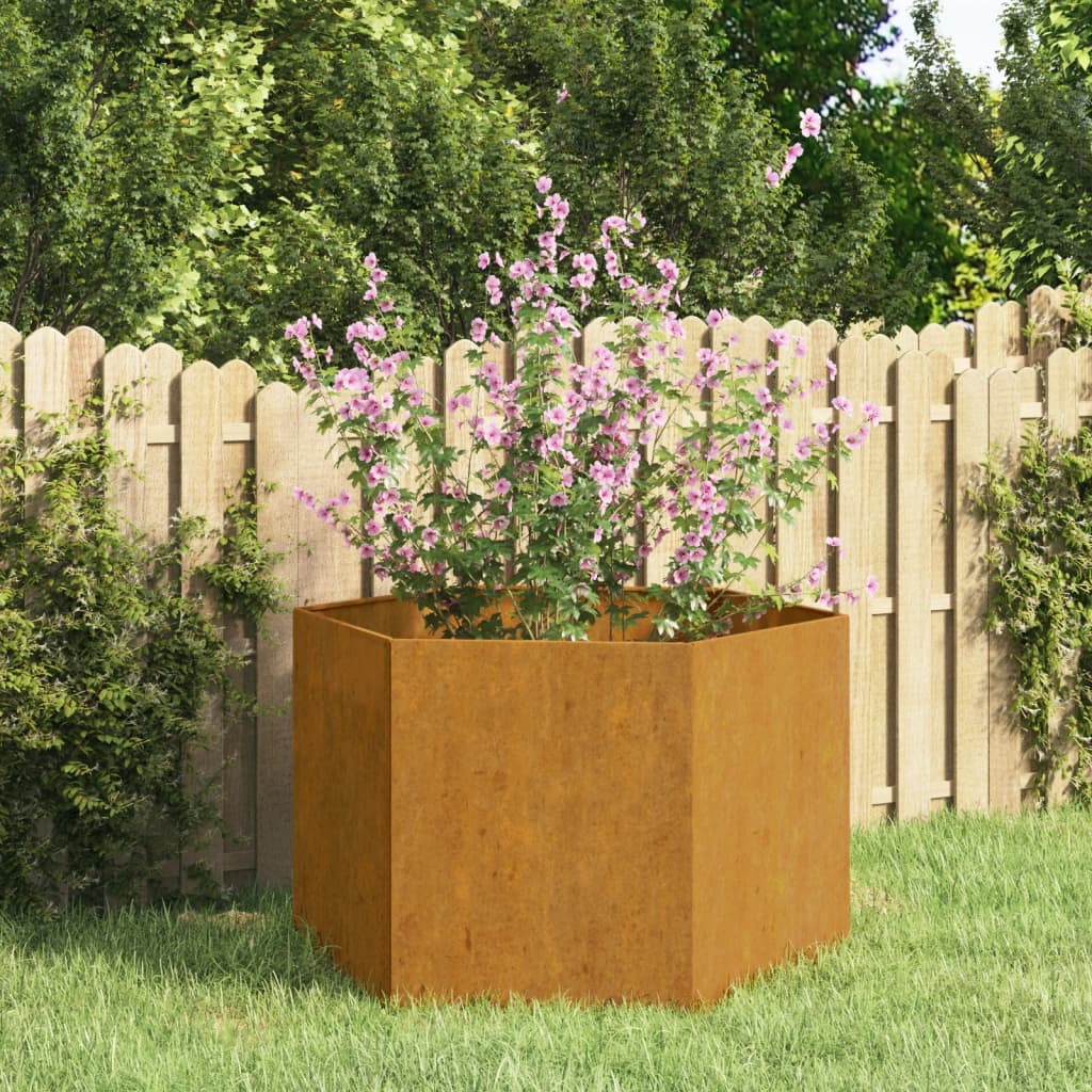 vidaXL Planter Rusty 23.6"x23.6"x17.7" Corten Steel - Durable, Decorative Flower Box