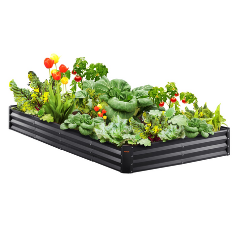 VEVOR Galvanized Raised Garden Bed Planter Box 94.5x47.2x11" Flower Vegetable - Spacious Planting Space, Easy Installation, User-friendly Design