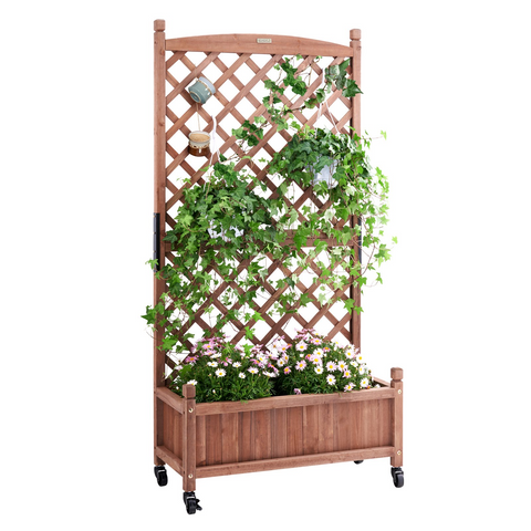 VEVOR Raised Garden Bed with Trellis, 30" x 13" x 61.4" - Outdoor Wood Planter Box