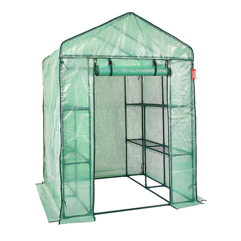 VEVOR Walk-in Green House, 4.6 x 4.6 x 6.6 ft, Greenhouse with Shelves and Zipper Door