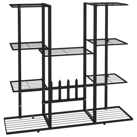 vidaXL Flower Stand 37.2"x9.8"x35" Black Iron - Durable and Stylish Plant Shelf