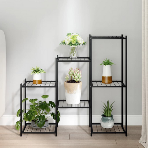 vidaXL Flower Stand 32.7"x9.8"x31.5" Black Iron - Ideal Solution for Displaying Your Plants