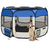 vidaXL Foldable Dog Playpen with Carrying Bag Blue 43.3"x43.3"x22.8" - Training, Sleeping, and Play Area