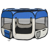 vidaXL Foldable Dog Playpen with Carrying Bag Blue 43.3"x43.3"x22.8" - Training, Sleeping, and Play Area