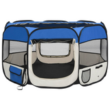 vidaXL Foldable Dog Playpen with Carrying Bag Blue 43.3"x43.3"x22.8" - Training, Sleeping, and Play Area