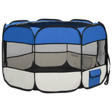 vidaXL Foldable Dog Playpen with Carrying Bag Blue 43.3"x43.3"x22.8" - Training, Sleeping, and Play Area