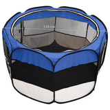 vidaXL Foldable Dog Playpen with Carrying Bag Blue 43.3"x43.3"x22.8" - Training, Sleeping, and Play Area