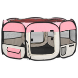 vidaXL Foldable Dog Playpen with Carrying Bag Pink 57.1"x57.1"x24" - Training, Sleep, and Play Area