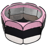 vidaXL Foldable Dog Playpen with Carrying Bag Pink 57.1"x57.1"x24" - Training, Sleep, and Play Area