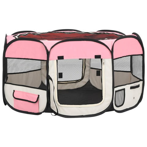 Buy vidaXL Foldable Dog Playpen with Carrying Bag Pink 49.2"x49.2"x24"