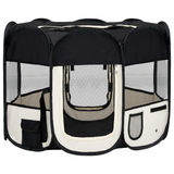 vidaXL Foldable Dog Playpen with Carrying Bag Black 35.4"x35.4"x22.8" - Ideal for Training and Travel