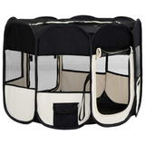 vidaXL Foldable Dog Playpen with Carrying Bag Black 35.4"x35.4"x22.8" - Ideal for Training and Travel