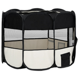 vidaXL Foldable Dog Playpen with Carrying Bag Black 35.4"x35.4"x22.8" - Ideal for Training and Travel