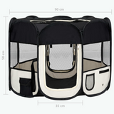 vidaXL Foldable Dog Playpen with Carrying Bag Black 35.4"x35.4"x22.8" - Ideal for Training and Travel