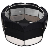 vidaXL Foldable Dog Playpen with Carrying Bag Black 35.4"x35.4"x22.8" - Ideal for Training and Travel