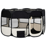 vidaXL Foldable Dog Playpen with Carrying Bag Black 57.1"x57.1"x24"