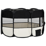 vidaXL Foldable Dog Playpen with Carrying Bag Black 57.1"x57.1"x24"