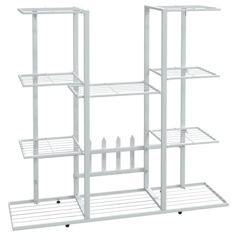 vidaXL Flower Stand 37.2"x9.8"x35" White Iron - Durable and Stylish Plant Shelf