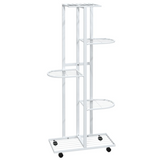 vidaXL 5-Floor Flower Stand with Wheels 17.3"x9.1"x39.4" White Iron