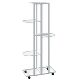 vidaXL 5-Floor Flower Stand with Wheels 17.3"x9.1"x39.4" White Iron