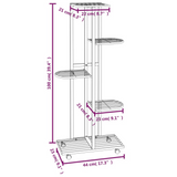 vidaXL 5-Floor Flower Stand with Wheels 17.3"x9.1"x39.4" White Iron