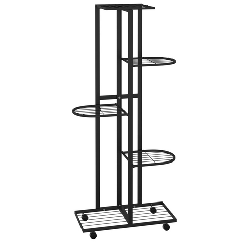 vidaXL 5-Floor Flower Stand with Wheels 17.3"x9.1"x39.4" Black Iron