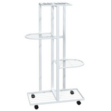 vidaXL 4-Floor Flower Stand with Wheels 17.3"x9.1"x31.5" White Iron - Premium Quality, Sturdy Design