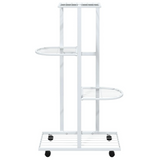 vidaXL 4-Floor Flower Stand with Wheels 17.3"x9.1"x31.5" White Iron - Premium Quality, Sturdy Design