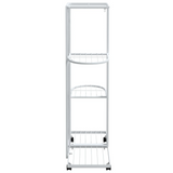 vidaXL 4-Floor Flower Stand with Wheels 17.3"x9.1"x31.5" White Iron - Premium Quality, Sturdy Design