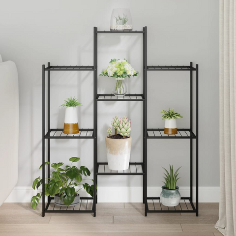 vidaXL Flower Stand 32.7"x9.8"x39.4" Black Iron - Durable Iron Frame, Stylish Plant Display Shelf