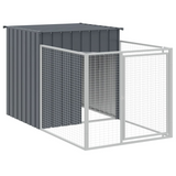 vidaXL Dog House with Run Anthracite 43.3"x79.1"x43.3" Galvanized Steel