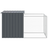 vidaXL Dog House with Run Anthracite 43.3"x79.1"x43.3" Galvanized Steel