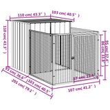 vidaXL Dog House with Run Anthracite 43.3"x79.1"x43.3" Galvanized Steel