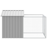 vidaXL Dog House with Run Light Gray 46.1"x79.1"x48.4" Galvanized Steel