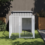 vidaXL Dog House with Run Light Gray 43.3"x79.1"x43.3" Galvanized Steel