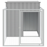 vidaXL Dog House with Run Light Gray 43.3"x79.1"x43.3" Galvanized Steel