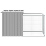 vidaXL Dog House with Run Light Gray 43.3"x79.1"x43.3" Galvanized Steel