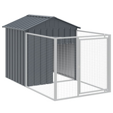 vidaXL Dog House with Run Anthracite 46.1"x79.1"x48.4" Galvanized Steel - Provide Safety and Comfort for Your Furry Friends