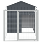 vidaXL Dog House with Run Anthracite 46.1"x79.1"x48.4" Galvanized Steel - Provide Safety and Comfort for Your Furry Friends