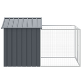 vidaXL Dog House with Run Anthracite 46.1"x79.1"x48.4" Galvanized Steel - Provide Safety and Comfort for Your Furry Friends