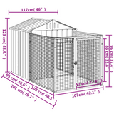 vidaXL Dog House with Run Anthracite 46.1"x79.1"x48.4" Galvanized Steel - Provide Safety and Comfort for Your Furry Friends