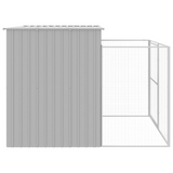 vidaXL Dog House with Run Light Gray 84.3"x99.6"x71.3" Galvanized Steel