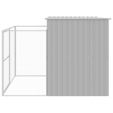 vidaXL Dog House with Run Light Gray 84.3"x99.6"x71.3" Galvanized Steel