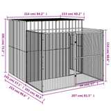 vidaXL Dog House with Run Light Gray 84.3"x99.6"x71.3" Galvanized Steel