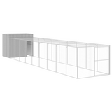 vidaXL Dog House with Run Light Gray 84.3"x420.9"x71.3" Galvanized Steel