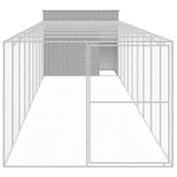 vidaXL Dog House with Run Light Gray 84.3"x420.9"x71.3" Galvanized Steel